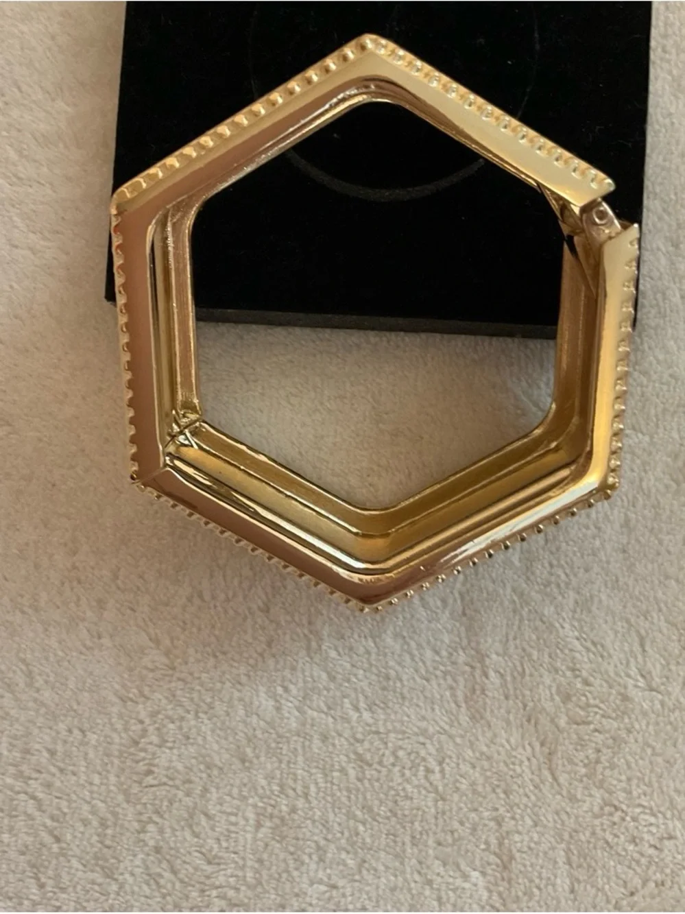 Gold and White Hexagonal Crystal-Trim Bracelet
